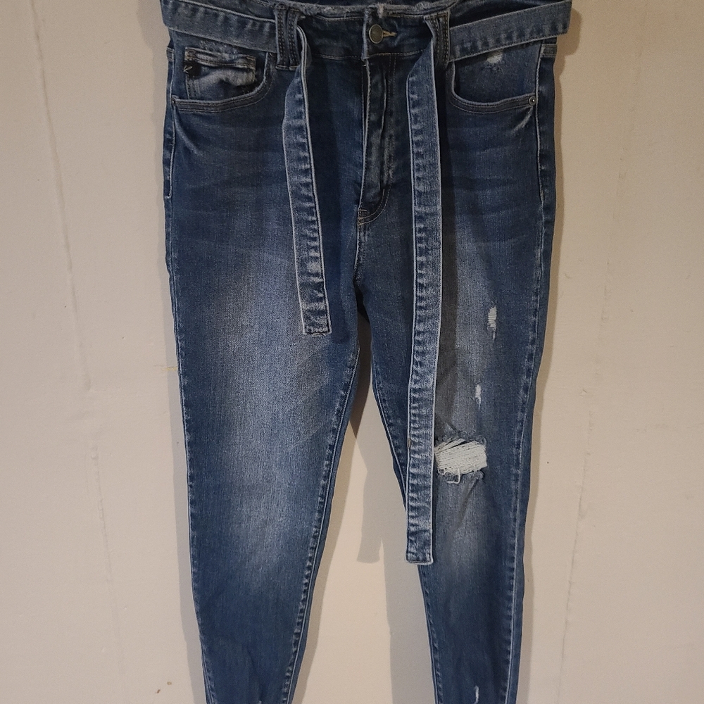 Women's Blue Distressed Jeans Kan Can
